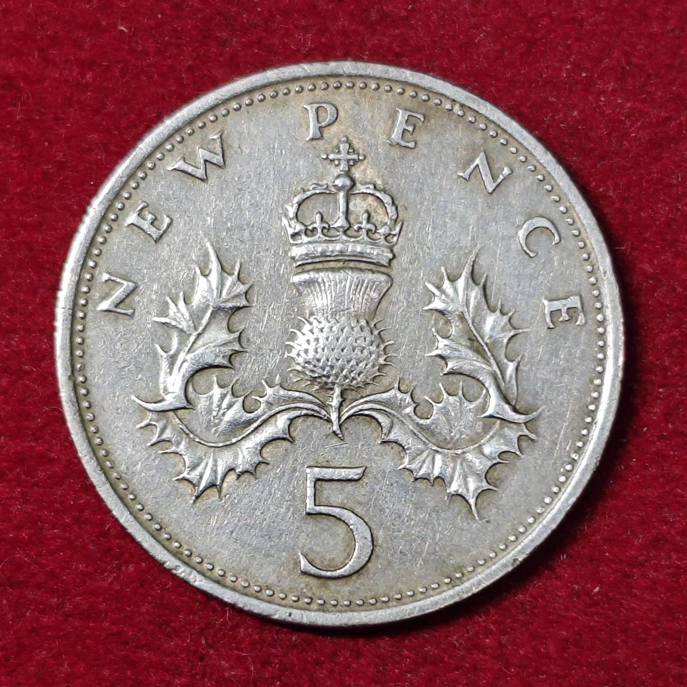 United Kingdom (UK) 5 Pence Elizabeth II 1970 Coin