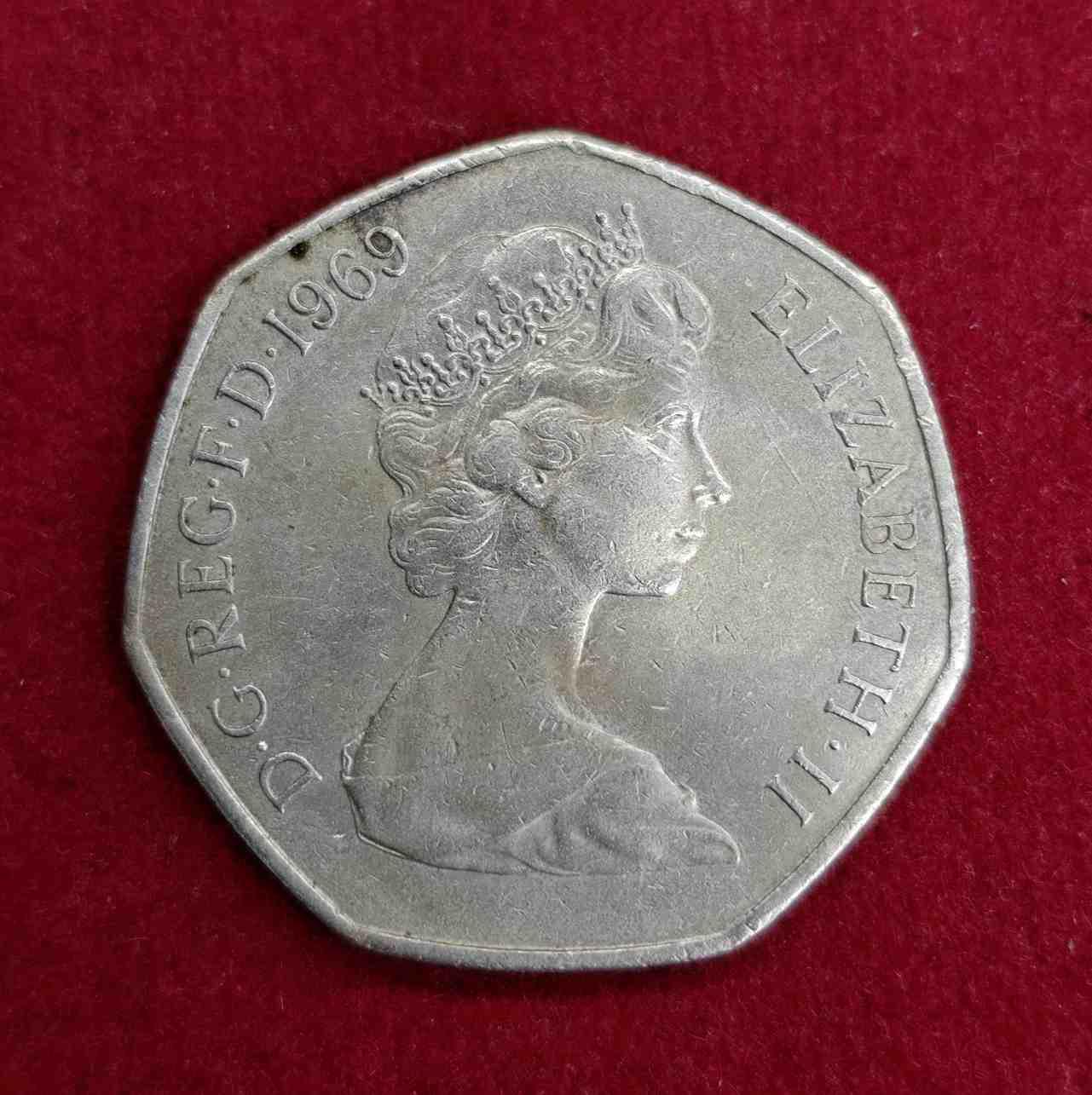 United Kingdom (UK) 50 Pence Elizabeth II 1969 Coin