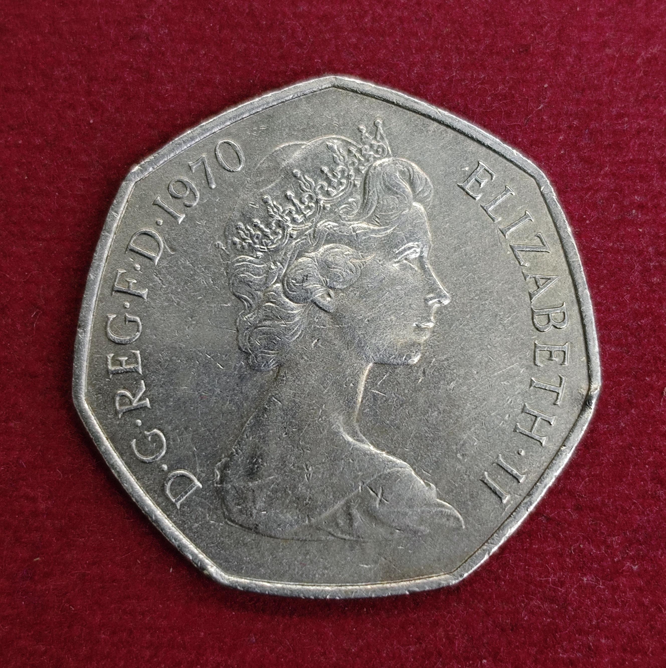 United Kingdom (UK) 50 Pence Elizabeth II 1970 Coin