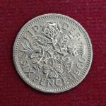 United Kingdom (UK) 6 Pence Elizabeth II 1960 Coin