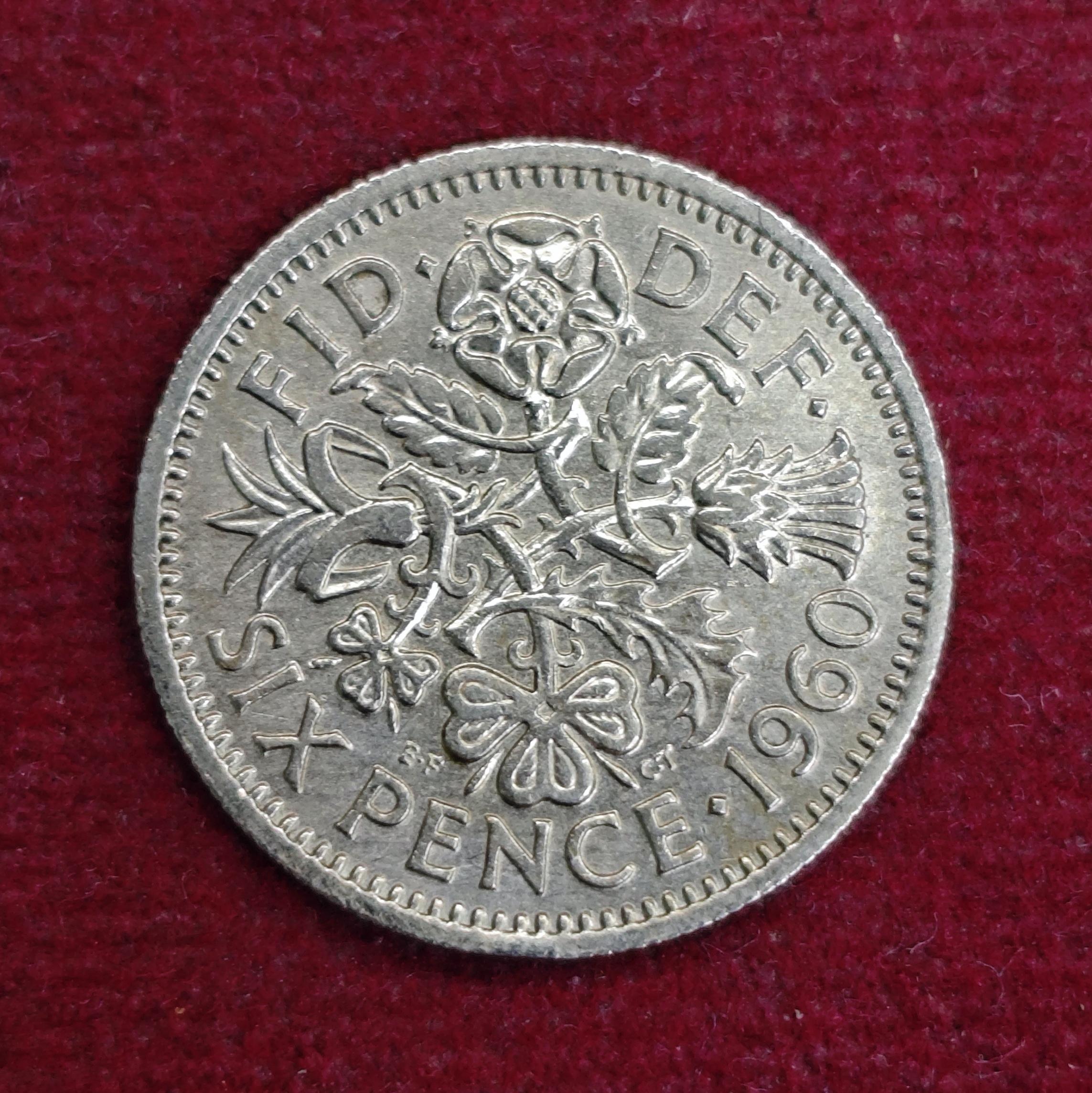 United Kingdom (UK) 6 Pence Elizabeth II 1960 Coin