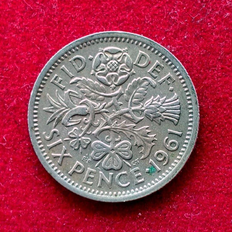 United Kingdom (UK) 6 Pence Elizabeth II 1961 Coin