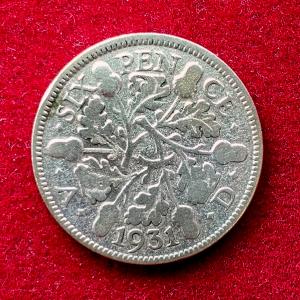 United Kingdom (Uk) 6 Pence - George V 1931 Silver Coin