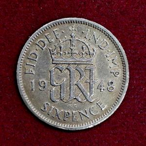 United Kingdom (UK) 6 Pence George VI 1948  Coin
