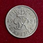 United Kingdom (UK) 6 Pence George VI 1951 Coin