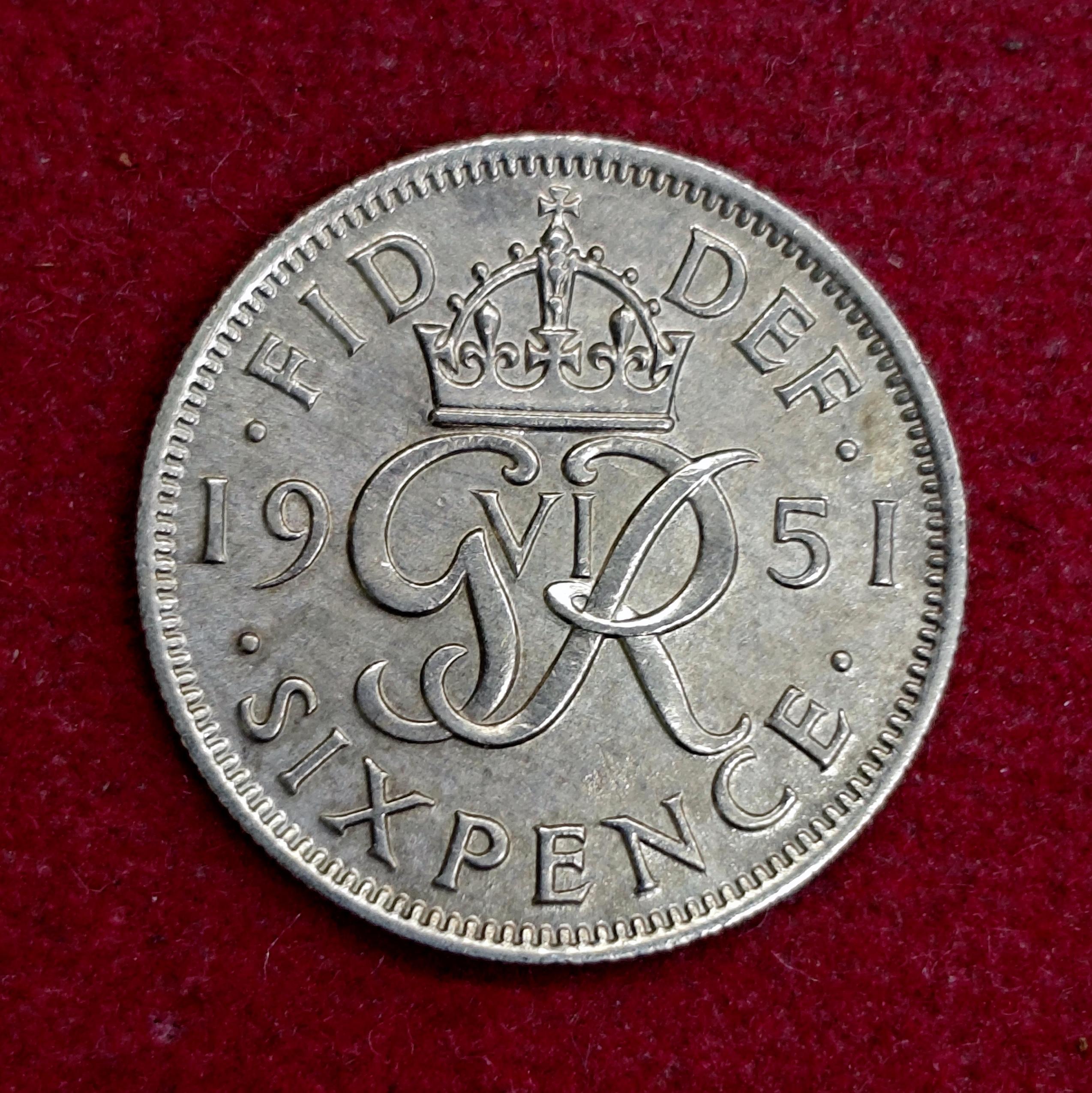 United Kingdom (UK) 6 Pence George VI 1951 Coin