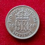 United Kingdom (UK) 6 Pence - George VI 2nd coinage 1948 Coin