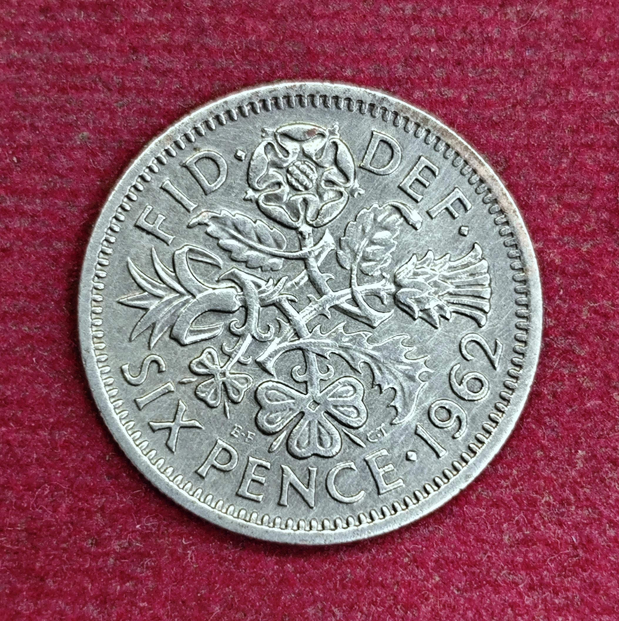 United Kingdom (UK) 6 Pence Queen Elizabeth II 1962 Coin