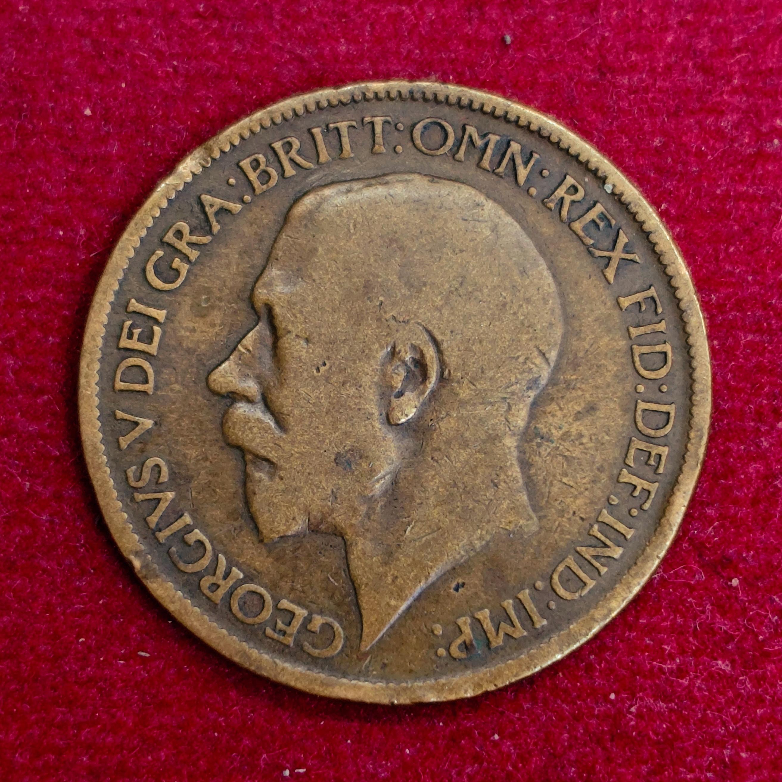 United Kingdom (UK) Half Penny George V 1919 Coin