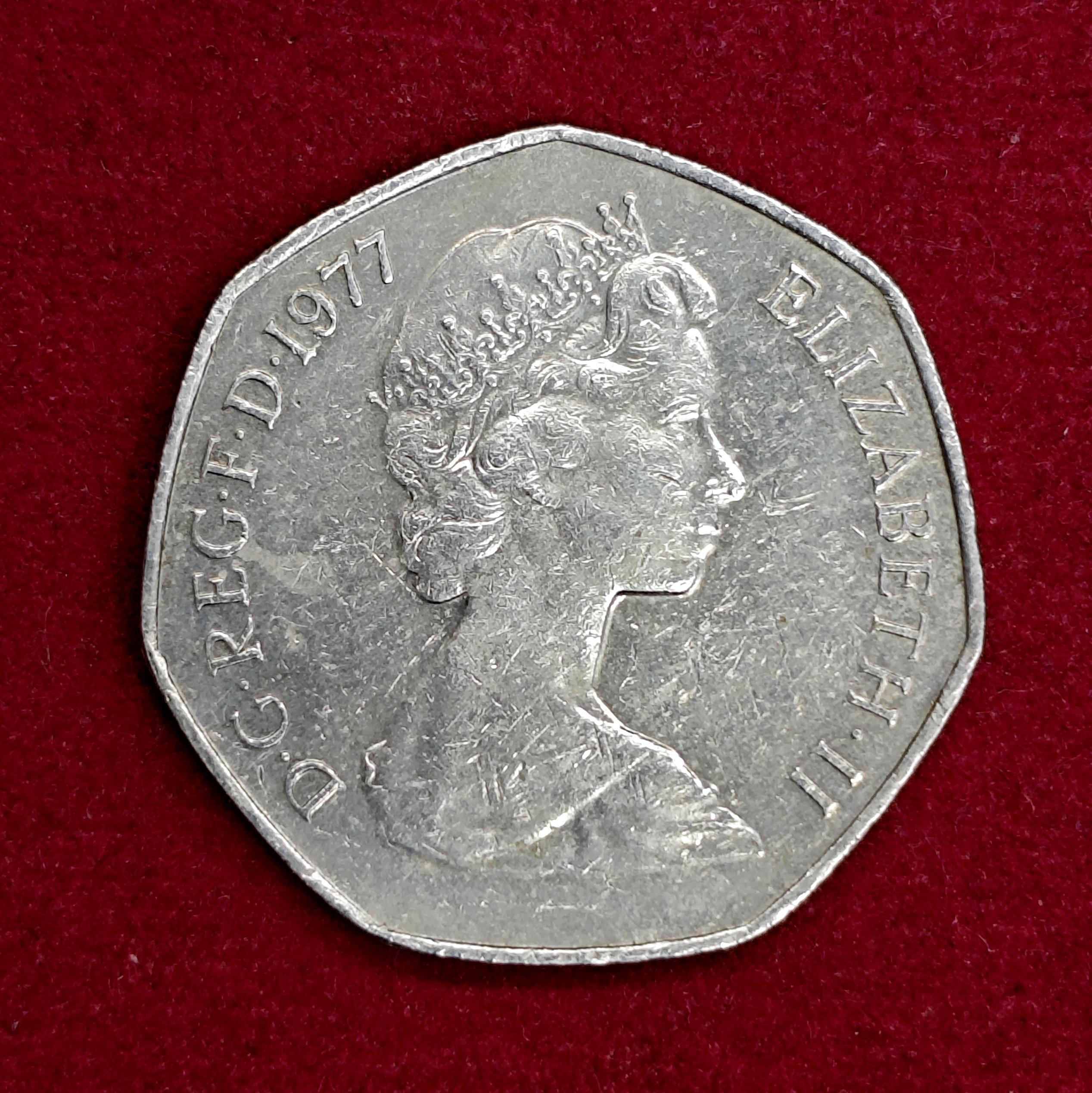 United Kingdom(UK) 50 Pence Elizabeth II 1977 Coin