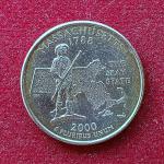United States 1/4 Dollar "Washington Quarter" Massachusetts Commemorative 2000 Coin (P - Mint of Philadelphia)