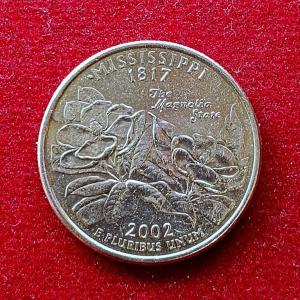 United States 1/4 Dollar "Washington Quarter" Mississippi 2002 Coin (P - Mint of Philadelphia)