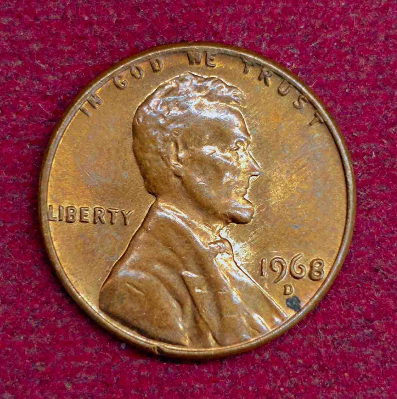 United States (USA) 1 Cent “Lincoln Memorial Cent” 1968  Coin (D - Mint Of Denver) 1