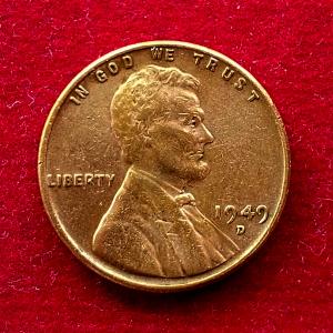 United States (USA) 1 Cent Lincoln Wheat Ears Reverse 1949 Coin (D - Mint of Denver)