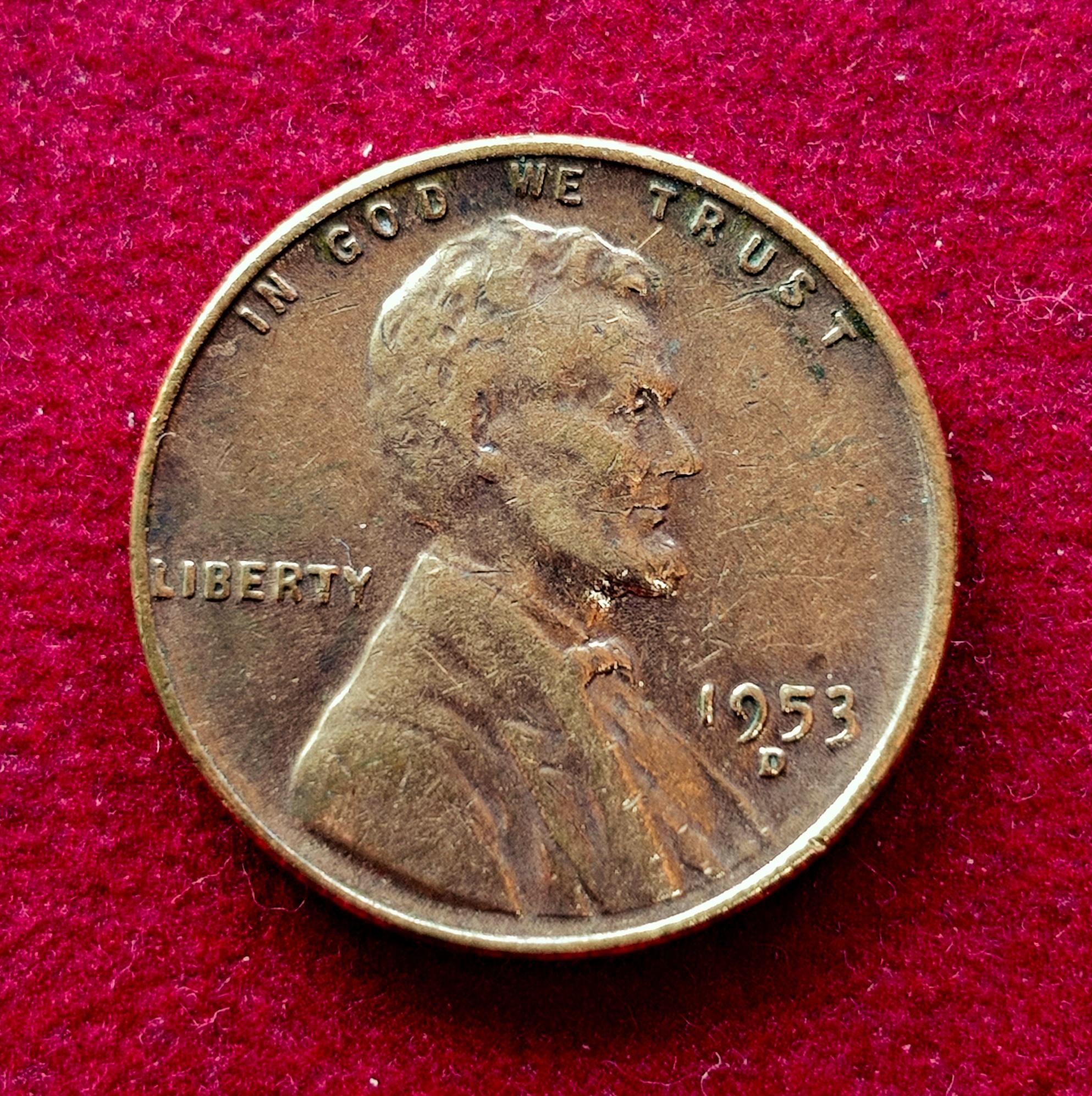 United States (USA) 1 Cent Lincoln Wheat Ears Reverse 1953 Coin (D - Denver Mint)