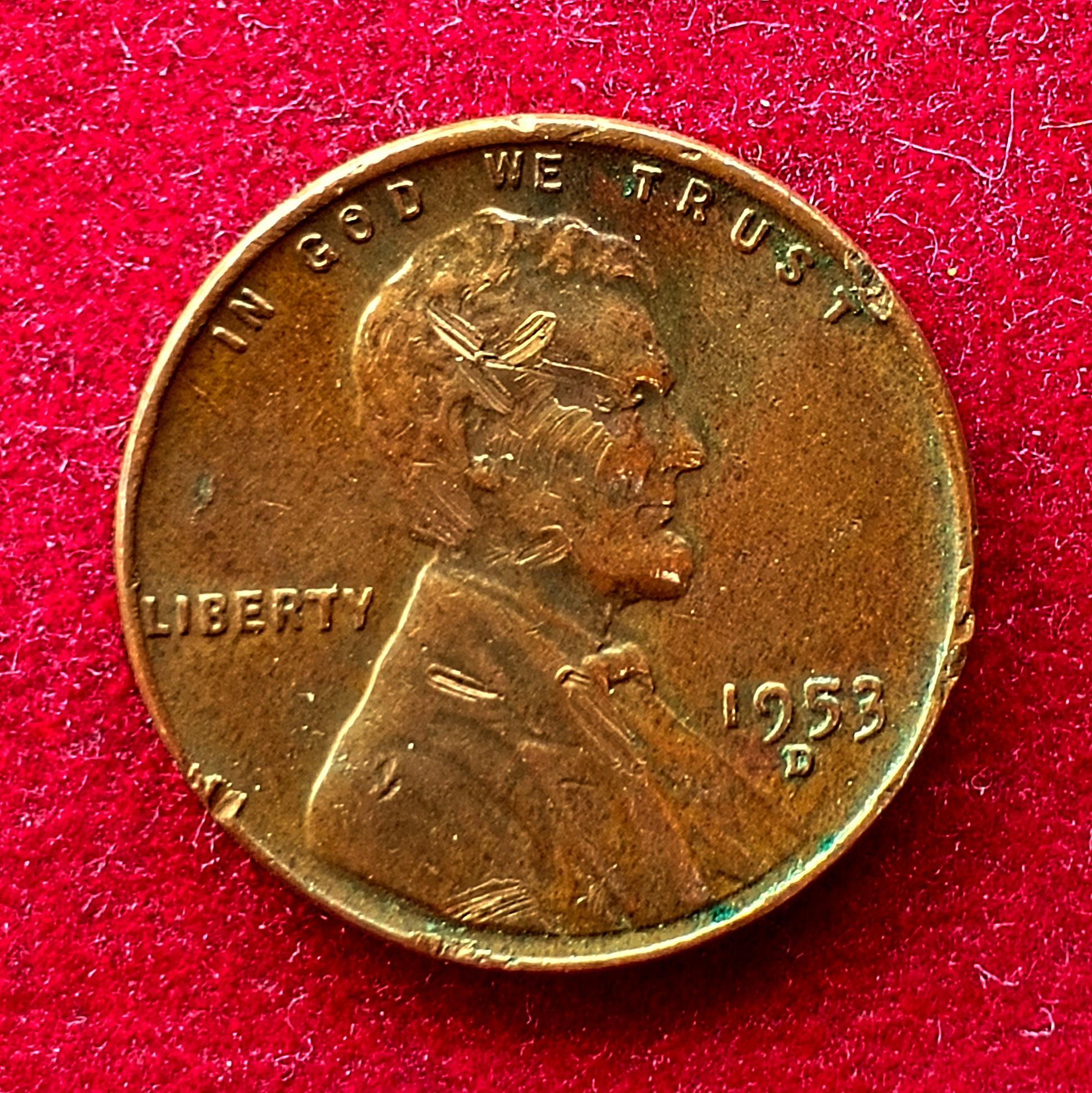 United States (USA) 1 Cent Lincoln Wheat Ears Reverse 1953 Coin (D - Denver Mint)