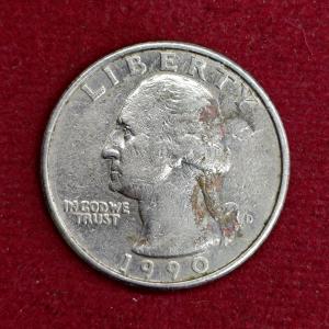 United States (USA) 1/4 Dollar Washington Quarter 1990 Coin