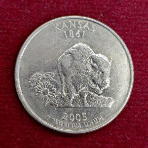 United States (USA) 1/4 Dollar Washington Quarter Kansas 2005 Coin