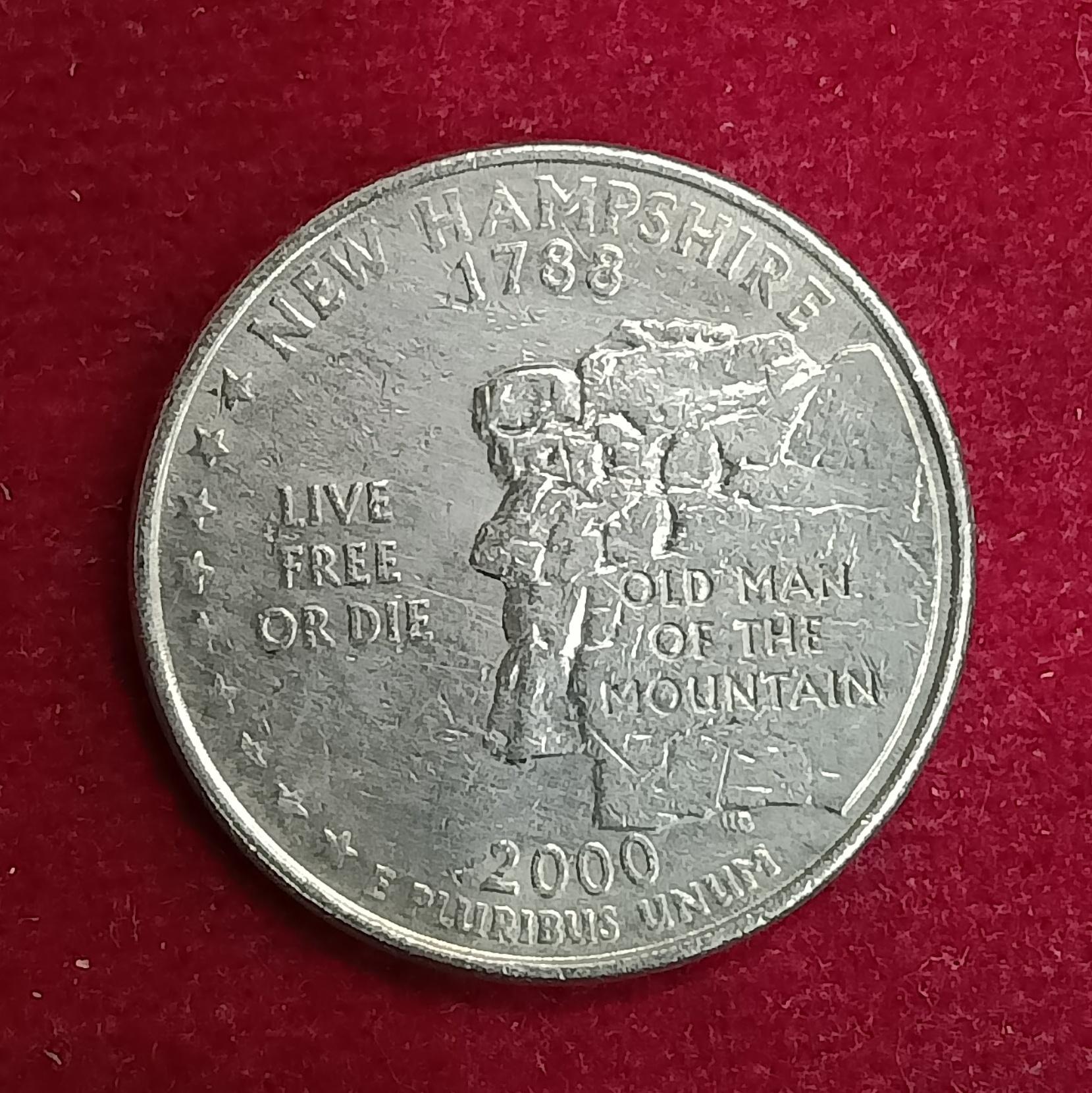 United States (USA) 1/4 Dollar Washington Quarter New Hampshire 2000 Coin