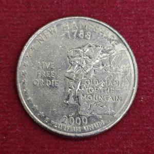 United States (USA) 1/4 Dollar Washington Quarter New Hampshire 2000 Coin