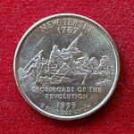 United States (USA) 1/4  Dollar Washington Quarter New Jersey 1999 Coin P (Mint of Philadelphia)