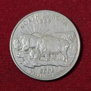 United States (USA) 1/4 Dollar "Washington Quarter" North Dakota 2006 Coin (D - Mint Of Denver)