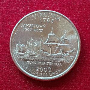 United States (USA) 1/4  Dollar “Washington Quarter” Virginia 2000 Coin