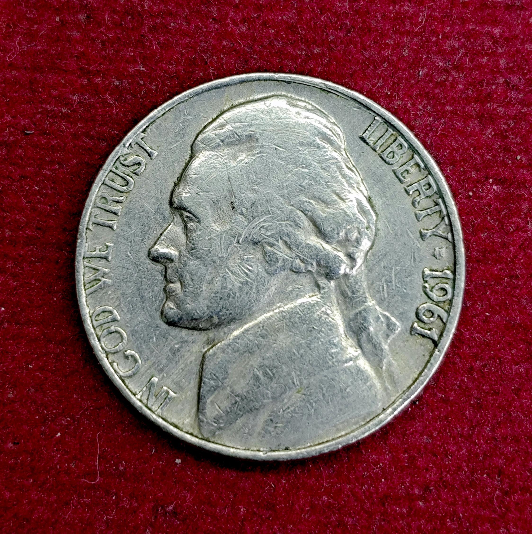United States (USA) 5 Cents Jefferson Nickel 1961 Coin