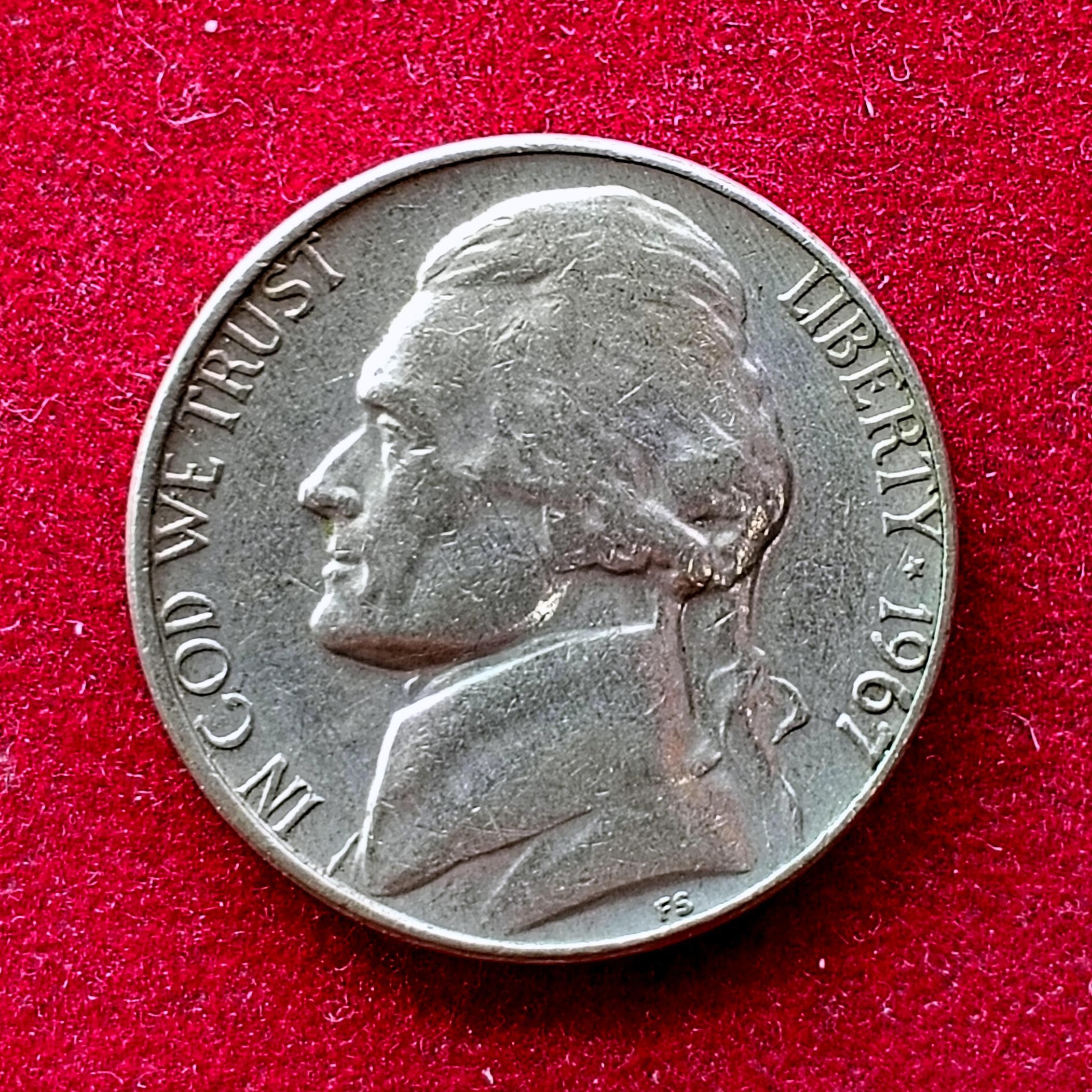 United States (USA) 5 Cents Jefferson Nickel 1967 Coin