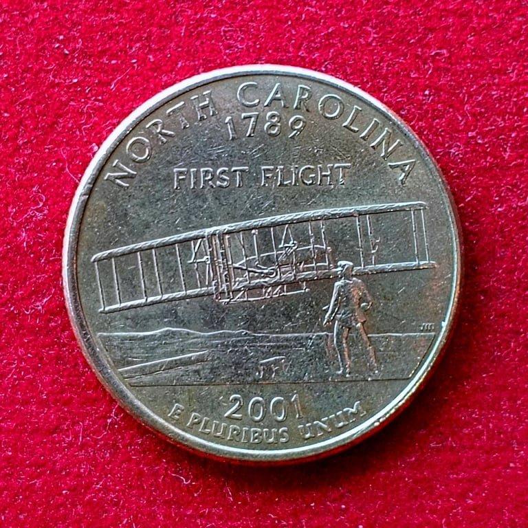 USA 1/4 Dollar "Washington Quarter" North Carolina 2001 Coin  P (Mint of Philadelphia)