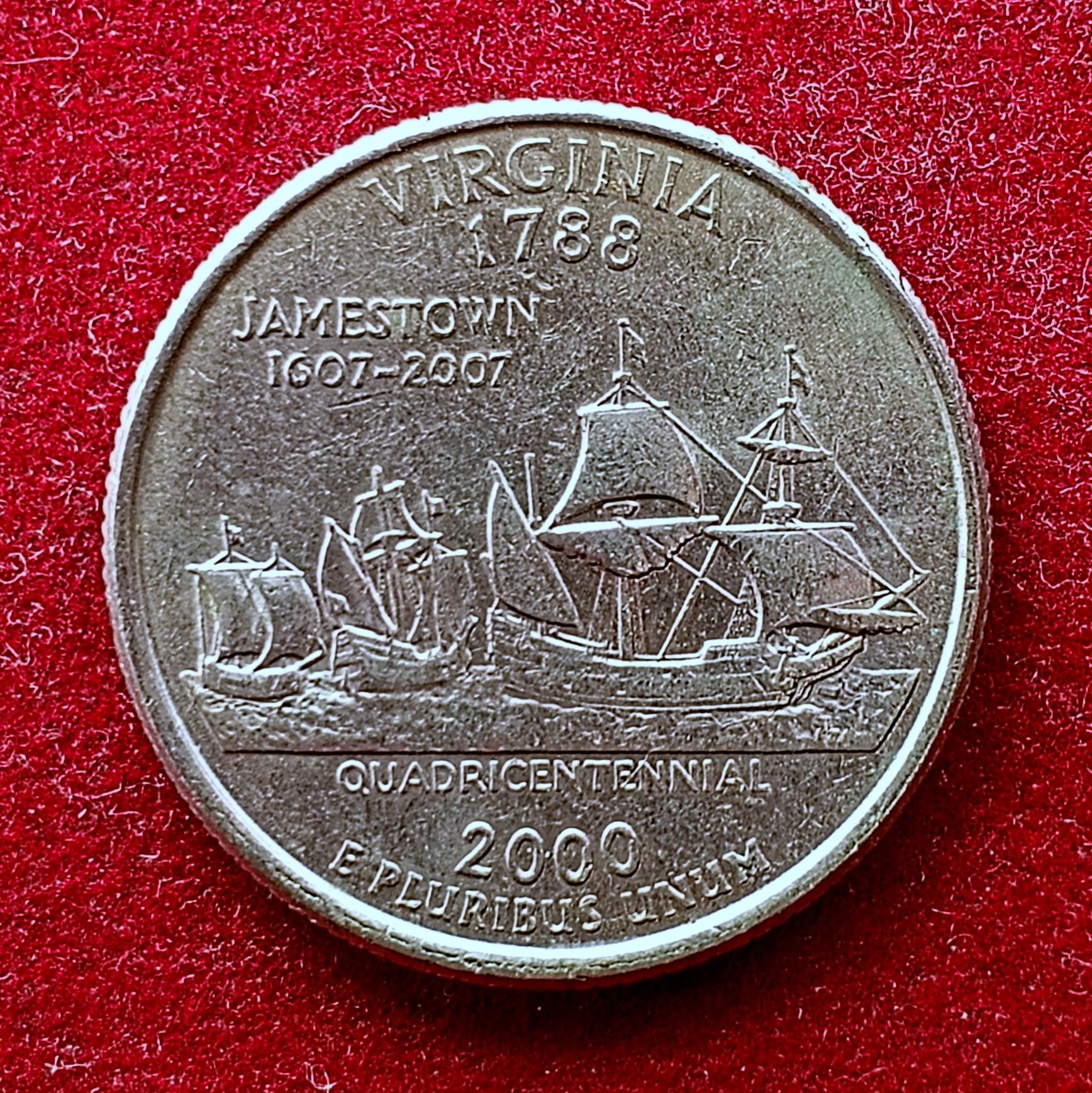 USA ( United States) 1/4  Dollar "Washington Quarter" Virginia 2000 Coin