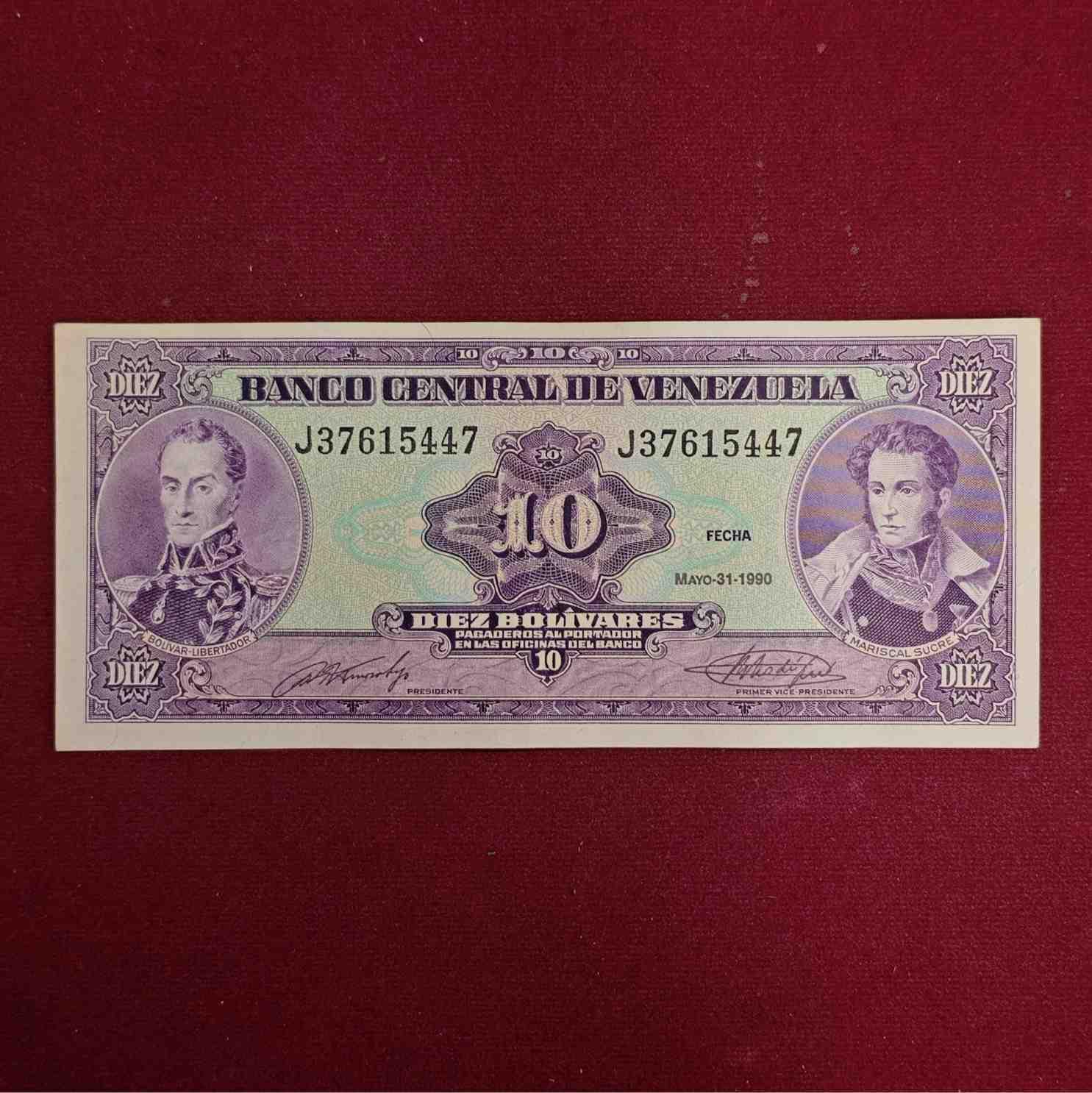 Venezuela 10 Bolivares 1990 Banknote