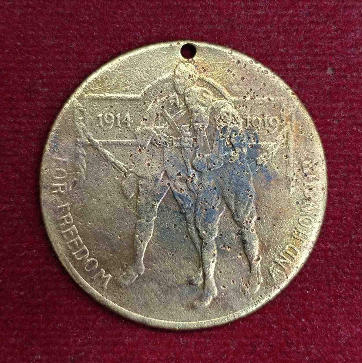 WWI Anglo-India Peace Medal 1914 - 1919 For Freedom And Honour (George V King Emperor)