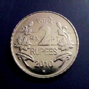 Rare 2010 2 Rs Experimental pattern coin gem UNC condition hyderabad mint follower pattern