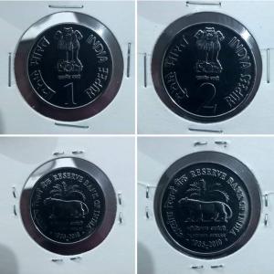 2020 1 rs and 2 rs platinum jubliee of RBI Mumbai mint coin