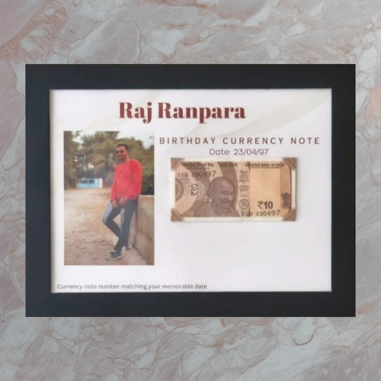 10Rs Birthday Note with customized photo frame